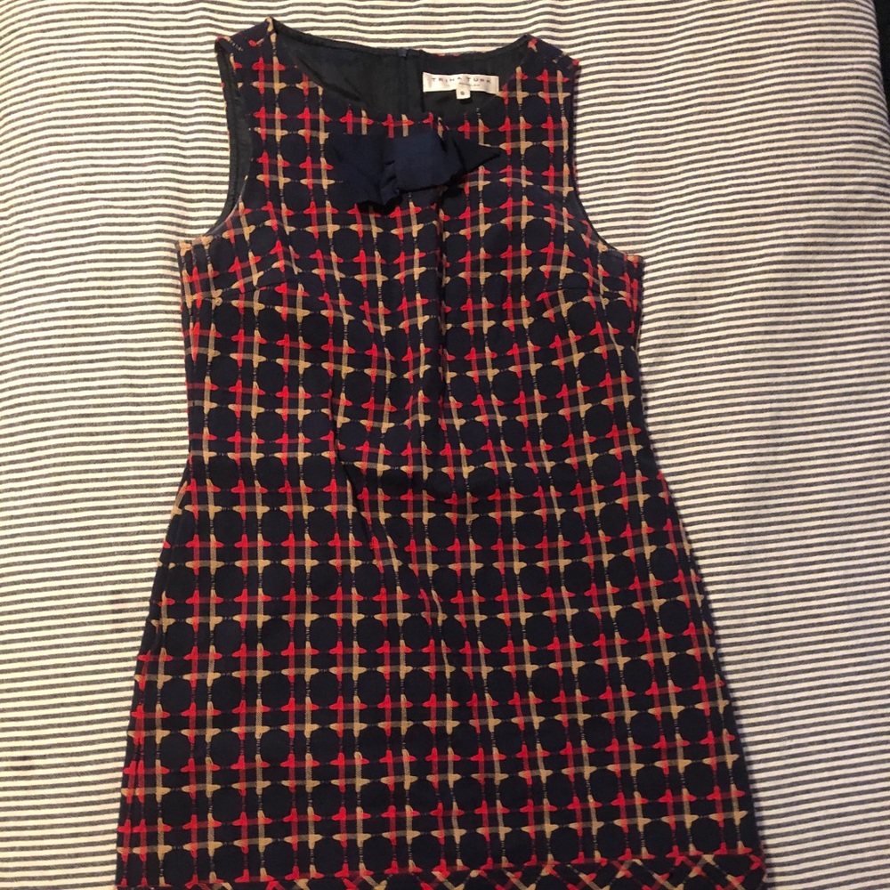 Trina Turk Navy/Red Tweed Shift Dress